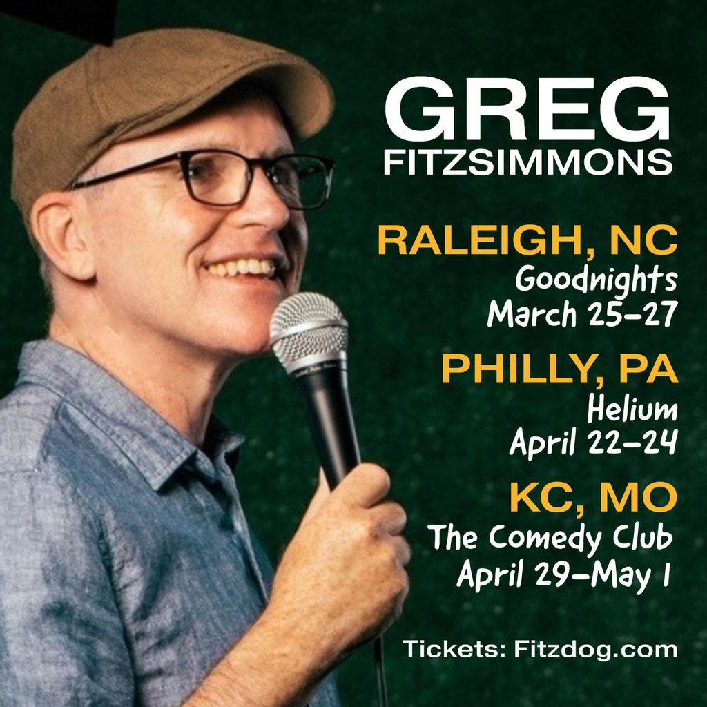GregFitzShow's tweet photo. Comedy dates coming up in Raleigh, Philly and Kansas City. Head to https://t.co/oUXvmZyKIW for tickets.
@GoodnightsCC #Raleigh #RaleighComedy @HeliumComedy #Philadelphia #PhillyComedy @TheComedyClubKC #KansasCity #KCComedy https://t.co/edP1SSi0k0
