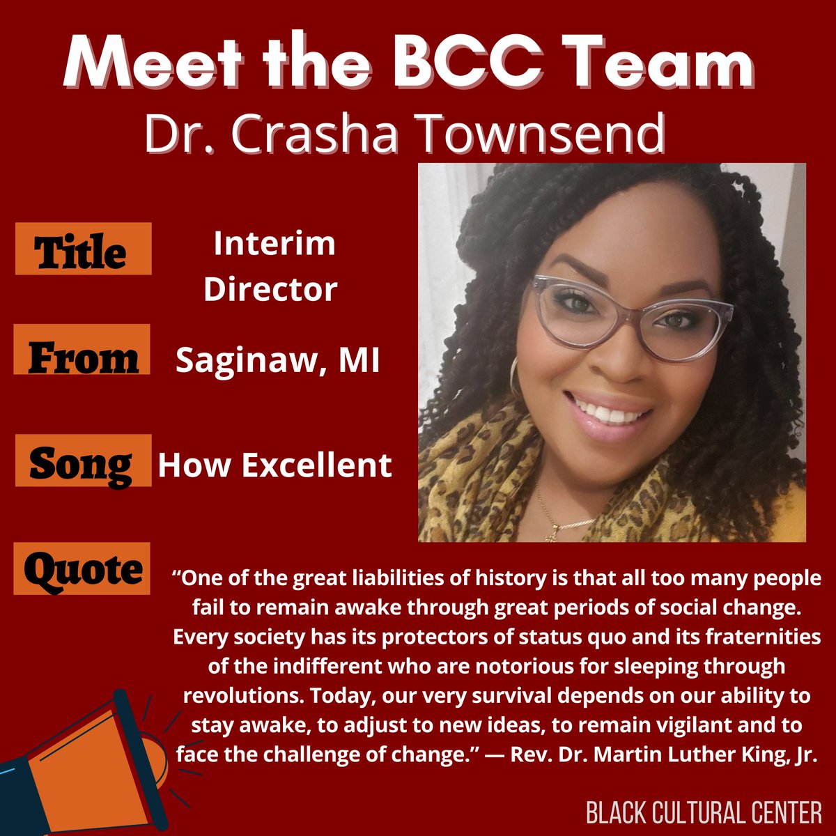 VTBCC's tweet photo. It's time to Meet the BCC team ‼️ Introducing our Interim Director, Dr. Crasha Townsend! #VTBCC #vtsoar https://t.co/WWmrC5hfi0