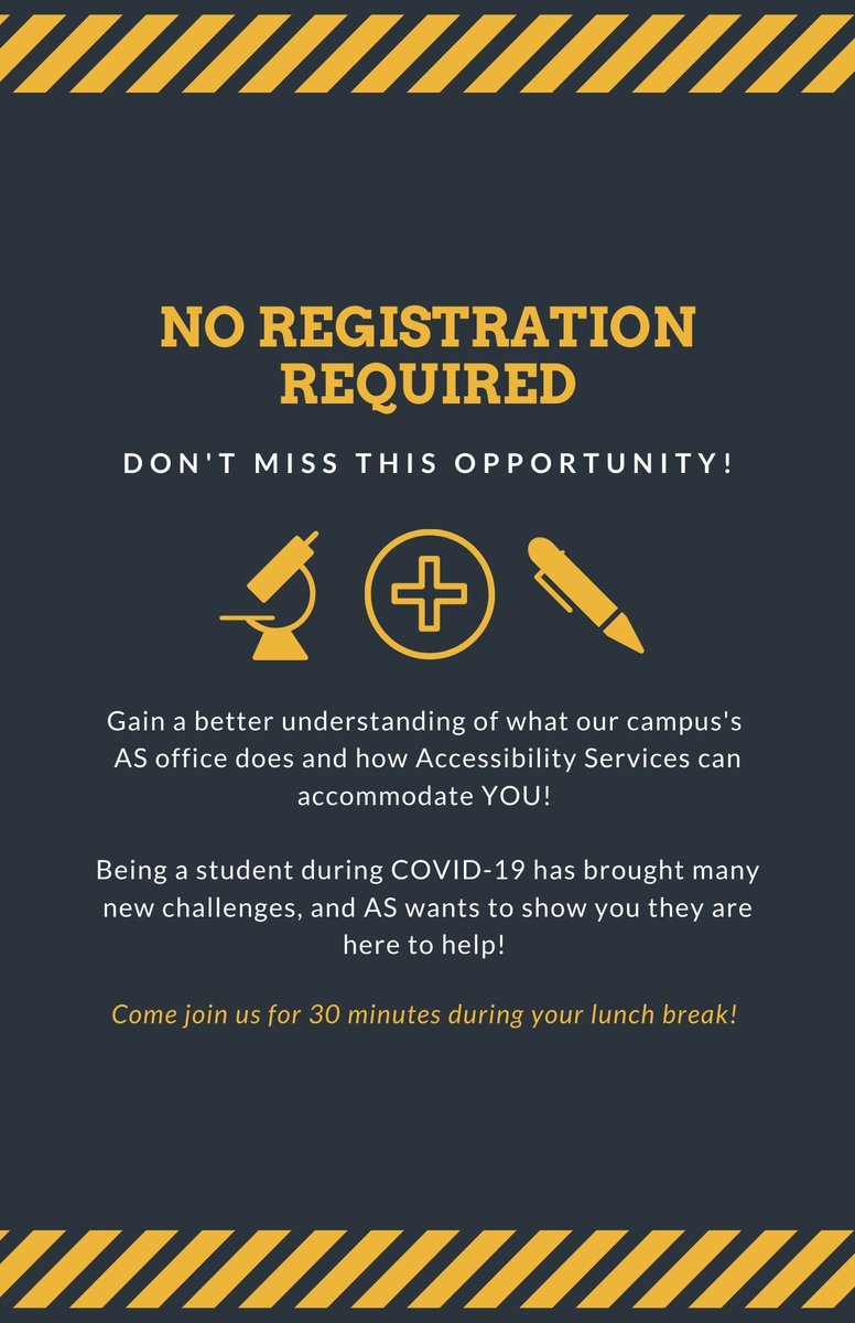CsuebSvo's tweet photo. Have you developed a disability during the COVID-19 pandemic? There may be academic accommodations available for you! 
Please join our 30-minute virtual Accessibility Services presentation on March 23, 2021, at 12:30 pm! 
Join Zoom Meeting
https://t.co/CRbC8srxI5 https://t.co/LUOIeN42HE