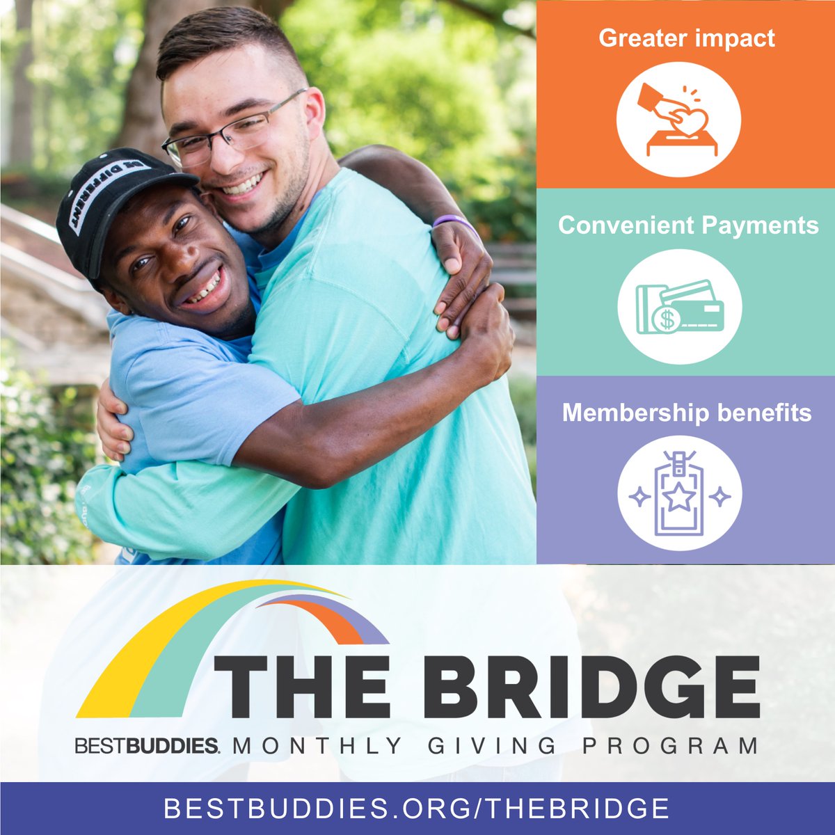 🚧 Construction alert: we’re building a bridge! 🚧 
The Bridge is our new monthly giving program; a community of dedicated Best Buddies supporters sustaining our programs. Join The Bridge and give people with IDD a friend, a job and a voice! 
bestbuddies.org/thebridge-dona…