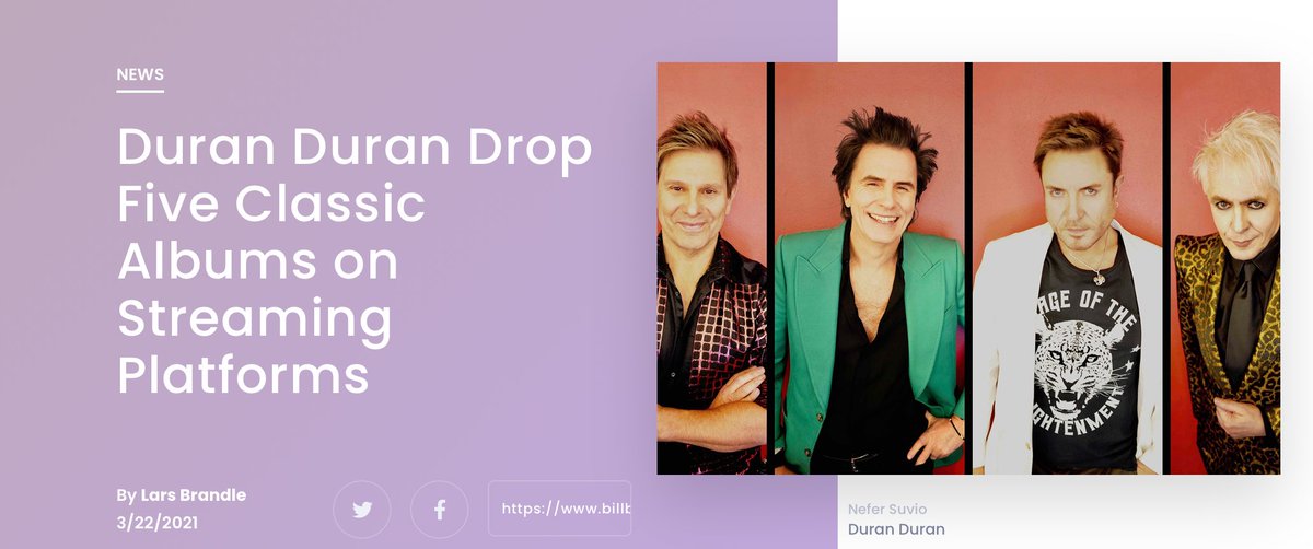 "Duran Duran fans got an earful this weekend, when five of the British band’s albums dropped on streaming platforms for the first time.” duran.io/3fbPe7U <a href="/duranduran/">Duran Duran</a> <a href="/billboard/">billboard</a>