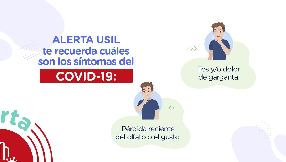 AlertaUsil's tweet photo. Si tienes uno de estos síntomas no esperes a desarrollar la enfermedad y acude rápidamente a un centro de salud. 🙌
#AlertaUSIL #UnaSeñalATiempo https://t.co/7q8Mhcvn21