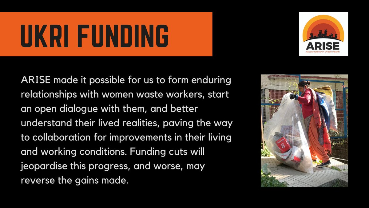 ARISEHub's tweet photo. Funds from @UKRI_News made it possible for us to form relationships with woman waste workers, start a dialogue with them and better understand their lived realities. @GCRF funding cuts will jeopardise this progress
#odacuts #protectresearch #protectgcrf
https://t.co/bsJQ46bCr8 https://t.co/uFmLXX4pQZ