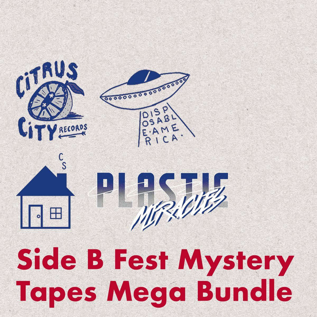 plasticmiracles's tweet photo. We're doing a big tape sale all week to coincide w/ Side B Fest

You can get a surprise 3 tape bundle from us, @disposable_usa , @CitrusCityy , or @craftedsounds for $12

OR

You can get 4 tapes (one from each of us) for $15!

Maybe you'll find your new favorite band? https://t.co/75f4fhQBhz