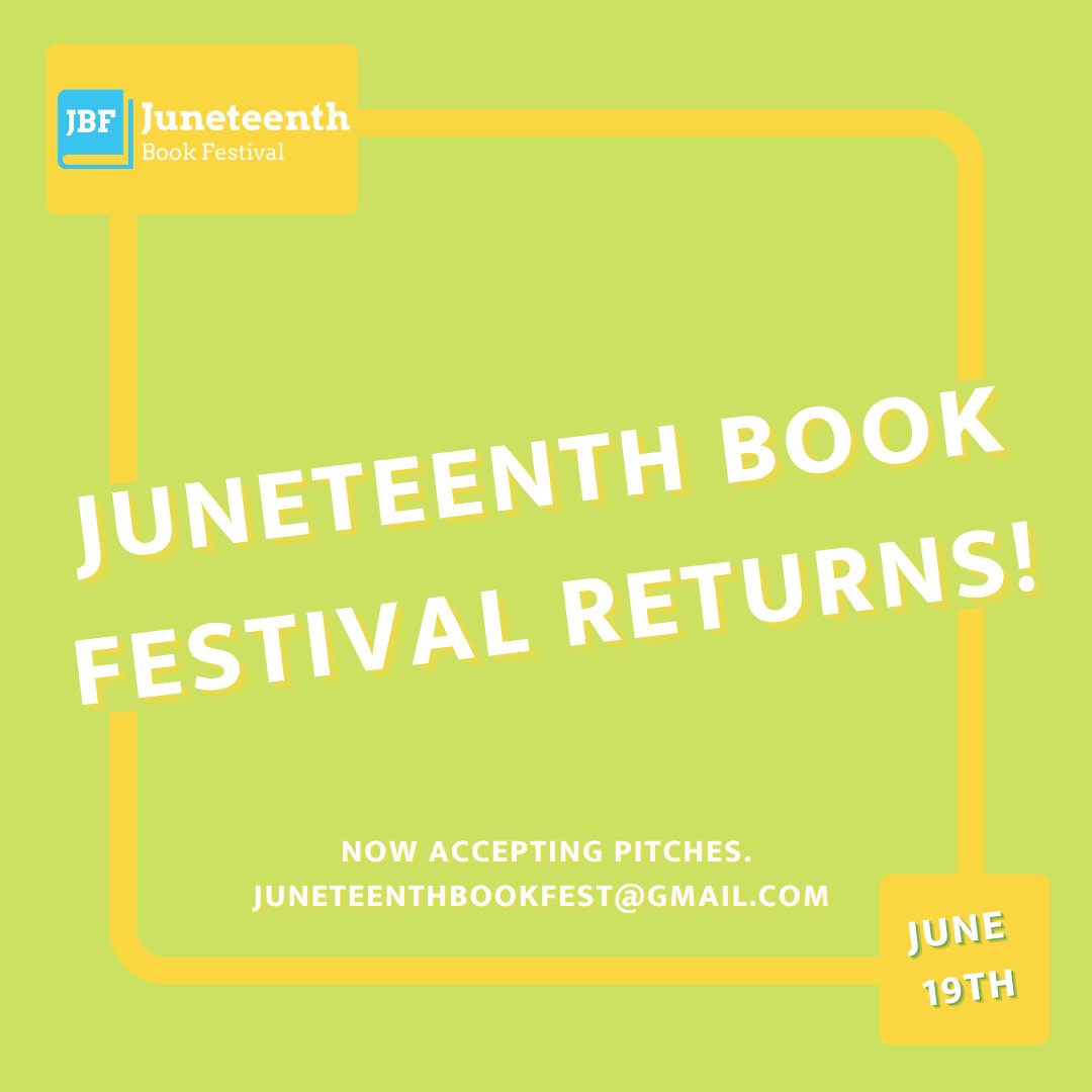 Juneteenth Bookfest is coming back!

Authors, publishers, book people of all walks! We’re inviting folks who want to be part of this year‘s festivities to get in touch as we finalize programming for 2021. 

Bother us, at 
JuneteenthBookfest @ Gmail dot com! We welcome it.