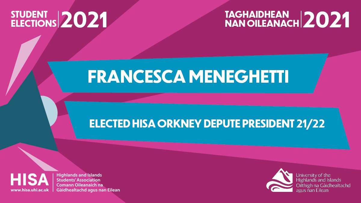 TeamHISA's tweet photo. Your elected HISA Orkney Depute President for 2021/22 is Francesca Meneghetti!! ๐๐๐
#HISAelects #TeamHISA #ThinkUHI https://t.co/oCj7tDsyIU