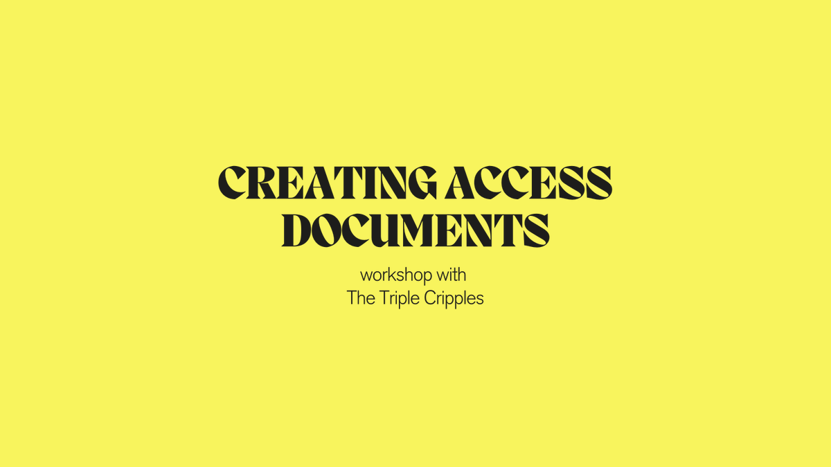 EastStreetArts's tweet photo. As part of our #GuildConversations programme, @TripleCripples take us through the process of creating comprehensive access documents. Book your place for this free online workshop on 15 April. https://t.co/d6HkW0KF8X https://t.co/RajsOqcN2r