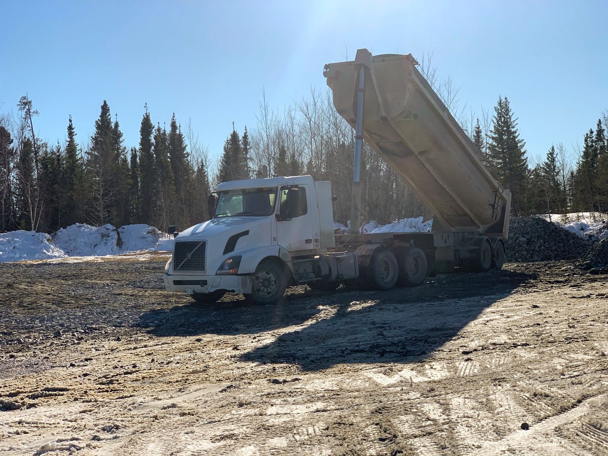 BisonModular's tweet photo. We’re getting ready to deliver more homes! While we construct our RTM homes at our prefabrication shop, we have employees and local tradespeople on-site who are engineering gravel pads.
⁣
⁣#BuiltBisonStrong #ContainerHomes #NorthernManitoba #ShippingContainerHomes https://t.co/EW7R4ASaiT