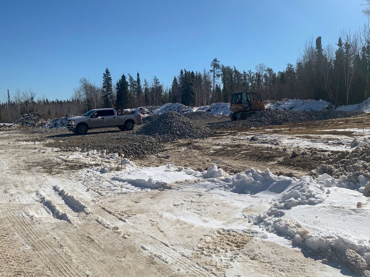 BisonModular's tweet photo. We’re getting ready to deliver more homes! While we construct our RTM homes at our prefabrication shop, we have employees and local tradespeople on-site who are engineering gravel pads.
⁣
⁣#BuiltBisonStrong #ContainerHomes #NorthernManitoba #ShippingContainerHomes https://t.co/EW7R4ASaiT