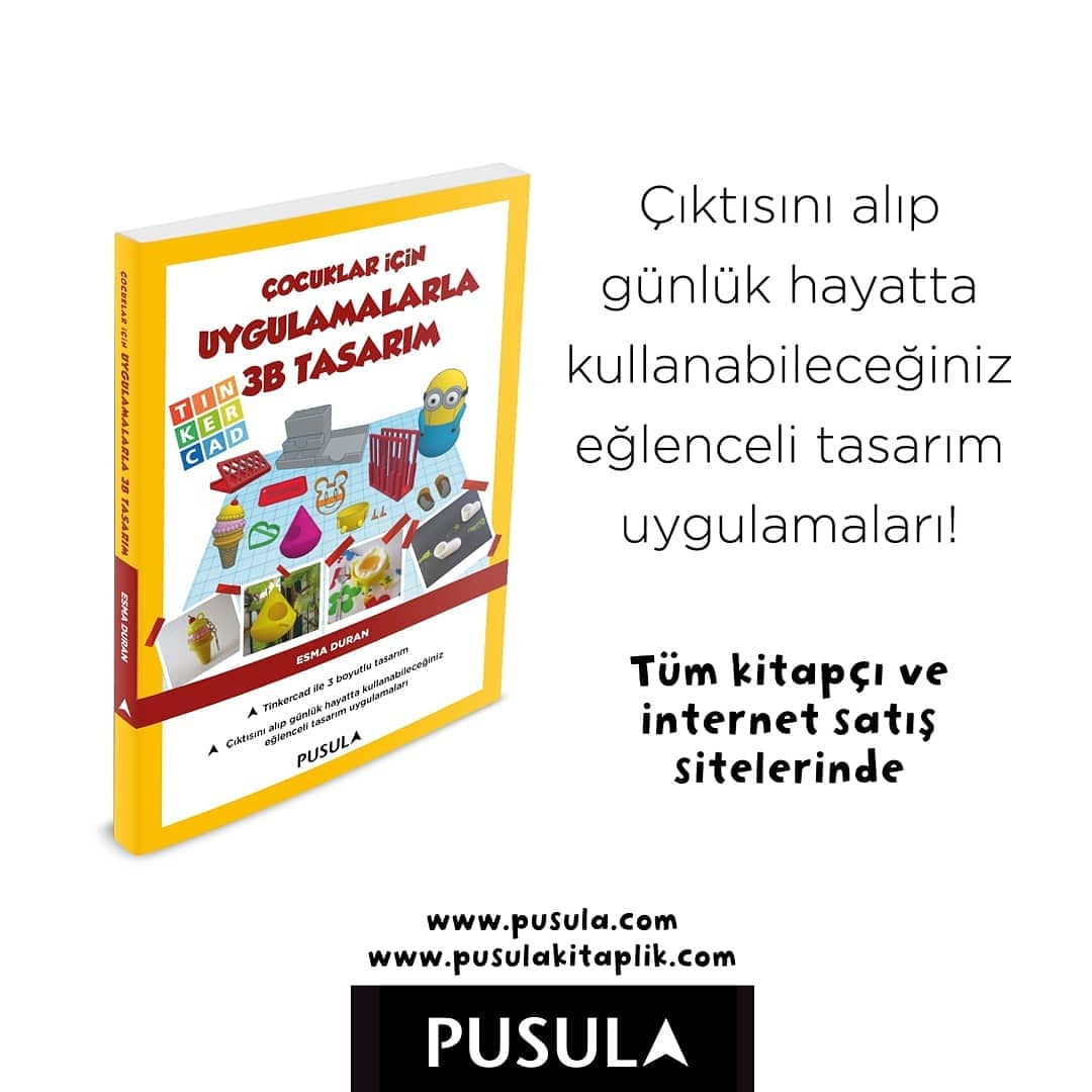 Bu kitap 3boyut kavramından başlayarak tasarımın kapılarını çocuklarımıza açıyor. Çıktısını alıp günlük hayatımızda da kullanabileceğimiz objeleri adım adım görsellerle takip ederek tasarlayacaklar. 👉pusula.com #3btasarım #tinkercad #çocuklariçin #kitap #btogretmeni