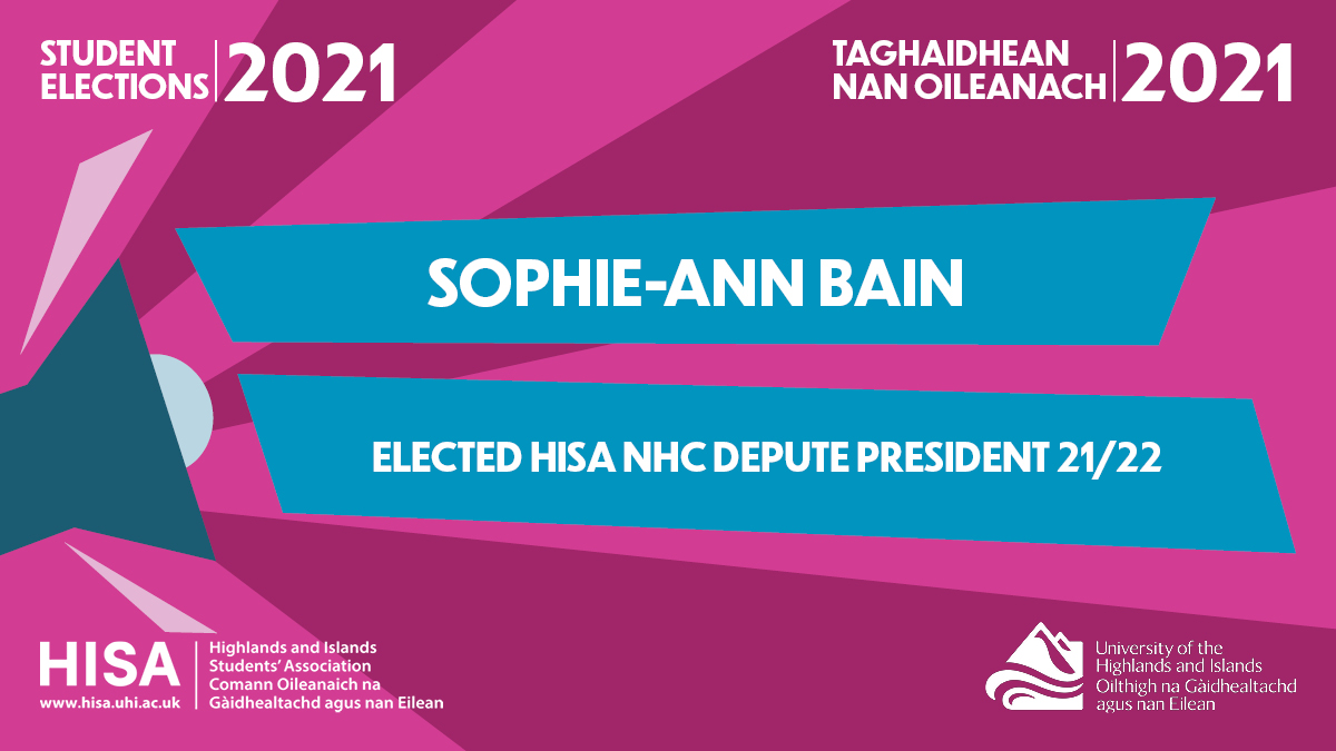 TeamHISA's tweet photo. Your elected HISA North Highland Depute President for 2021/22 is Sophie-Ann Bain!! ๐๐๐
#HISAelects #TeamHISA #ThinkUHI https://t.co/ngQhFwUjqI