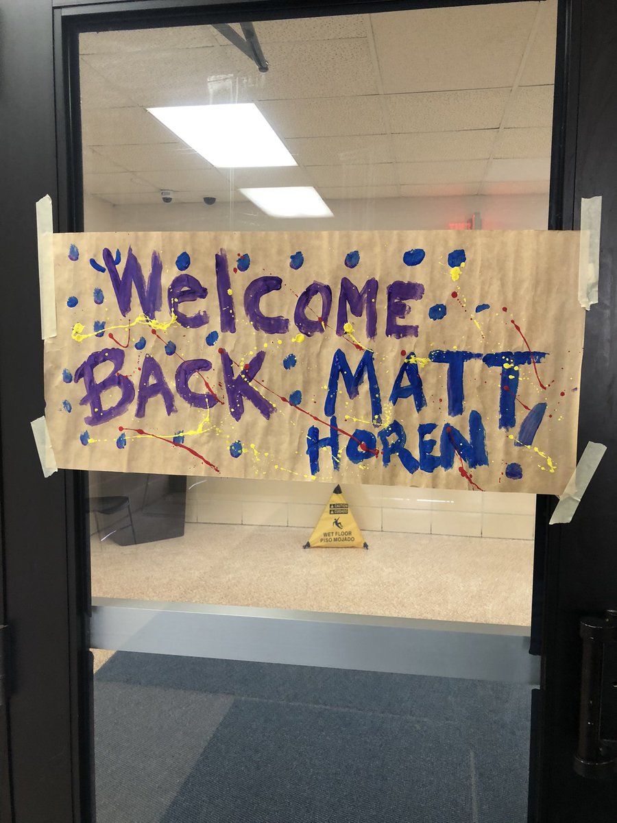 Matt_Horen's tweet photo. Great morning talking shop with some staff from SMS! Teachers are working on some awesome ideas to help kids. Appreciate the love too with the sign! S/O to @DHelmEDU @RonDeG_EDU @JoshuaSpiegel1 for the collaboration! #NLLPride #TogetherWeCan #Gamification https://t.co/aDKXfpepQL