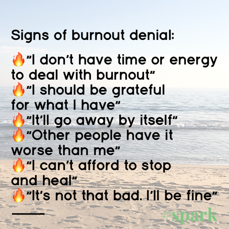 Many of us have a tendency towards denial around burnout🔥 Have you caught yourself having these thoughts about burnout? 

#burnout #burnoutprevention #burnoutrecovery #mentalhealthatwork #workplaceburnout #healthyworkculture #careercoaching #burnoutexpert #overcomingburnout