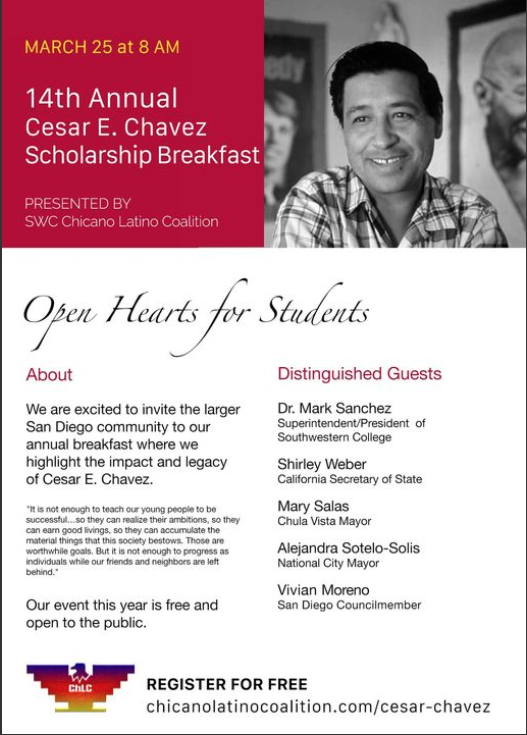 EncuentrosL's tweet photo. 14th Annual Cesar E. Chavez #Scholarship Breakfast March 25th at 8am ¡Si Se Puede! @swc_news @Chavez_Fndn #sisepuede https://t.co/AC5u5Ycwfe https://t.co/fKl6dJHCdW