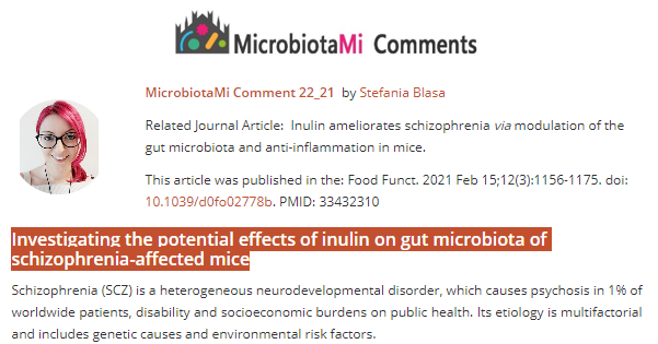 #MicrobiotaMiComment by Stefania Blasa <a href="/Stfn88/">umfãdesonic</a> "Investigating the potential effects of inulin on gut #microbiota of #schizophrenia-affected mice" microbiotami.com/2021/03/22/inv…