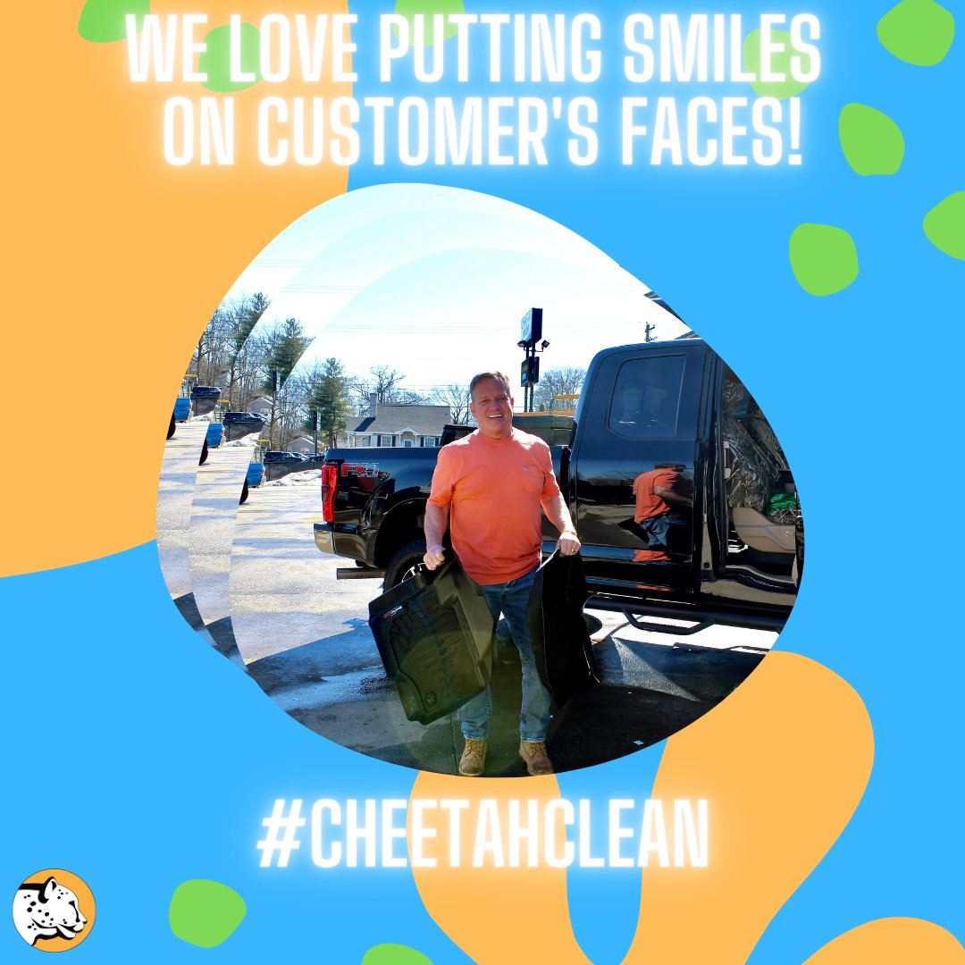 cheetahclean's tweet photo. We LOVE all of our wonderful customers! Let us put a clean car smile on your face, come on in and get a wash! 😁😁😁 #cheetahclean #customerappreciation #jointhecoalition https://t.co/Wb5jaS5Zs9