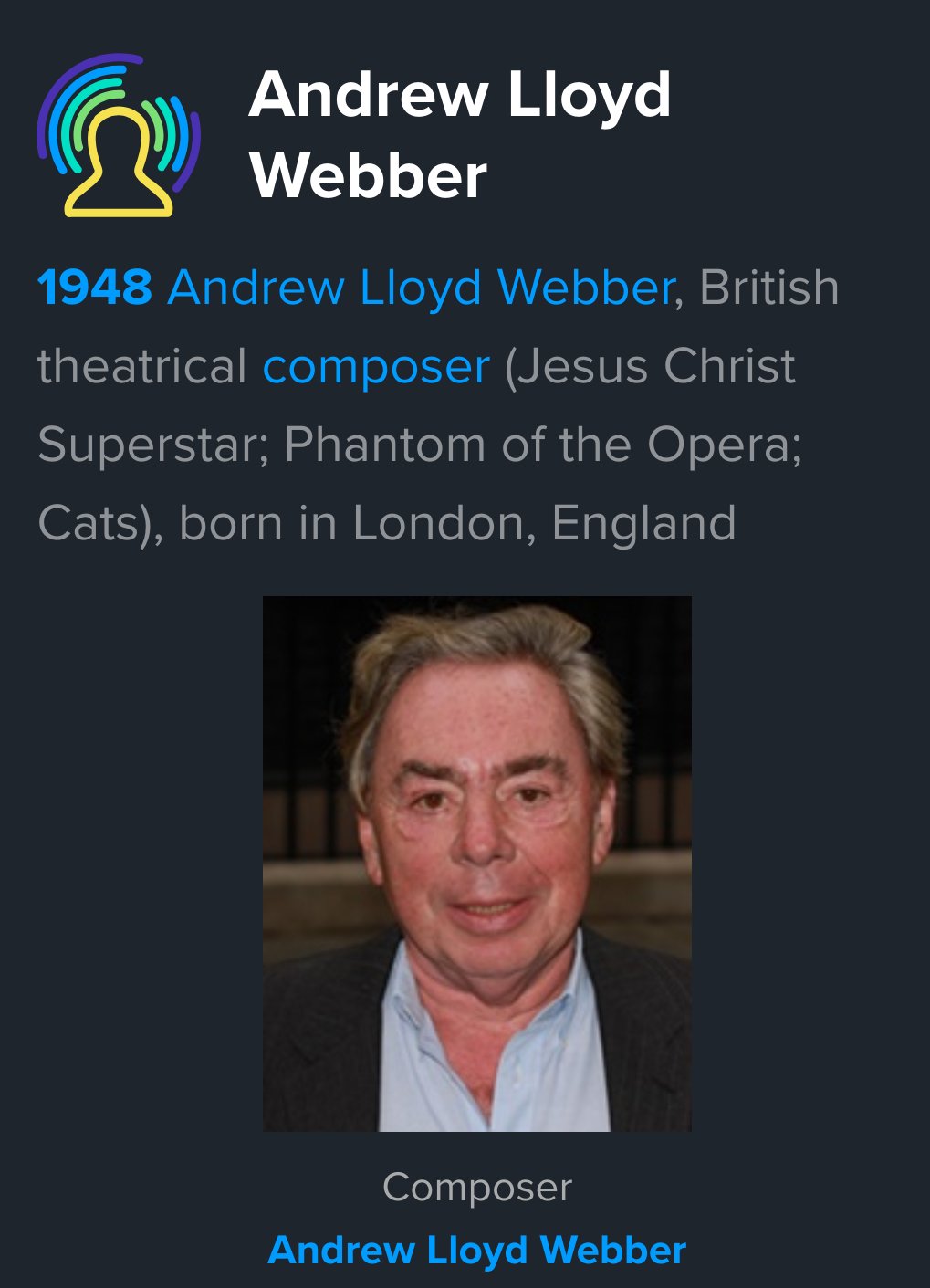 Happy birthday andrew lloyd webber       even though you kinda look like you work at gringotts 
