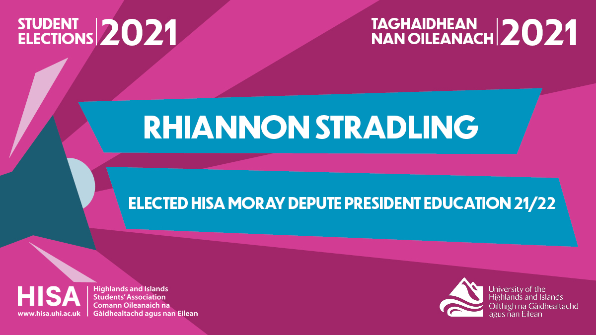 TeamHISA's tweet photo. Your elected HISA Moray Depute President Education for 2021/22 is Rhiannon Stradling!! ๐๐๐
#HISAelects #TeamHISA #ThinkUHI https://t.co/07bO7tiEho