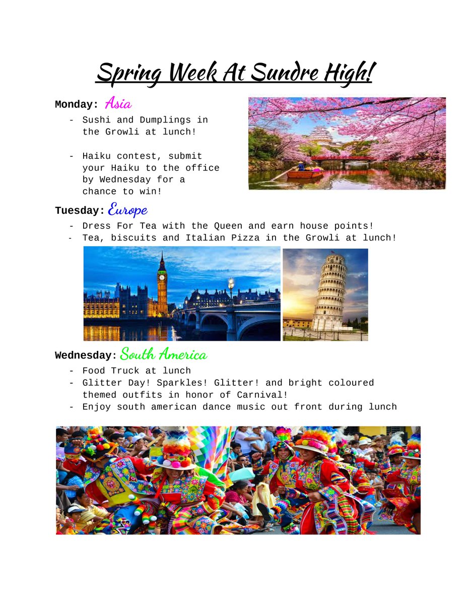 SundreHigh's tweet photo. Spring in Sundre (March 22-26th) hosted by the SHS Leadership Club! https://t.co/BUjDI1Ic3U
