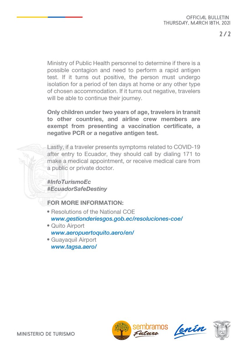 ATTENTION | NEW MEASURES TO ENTRY TO ECUADOR BY AIR <a href="/MFAEcuador/">Foreign Affairs Ec</a> <a href="/Riesgos_Ec/">Riesgos Ecuador</a>