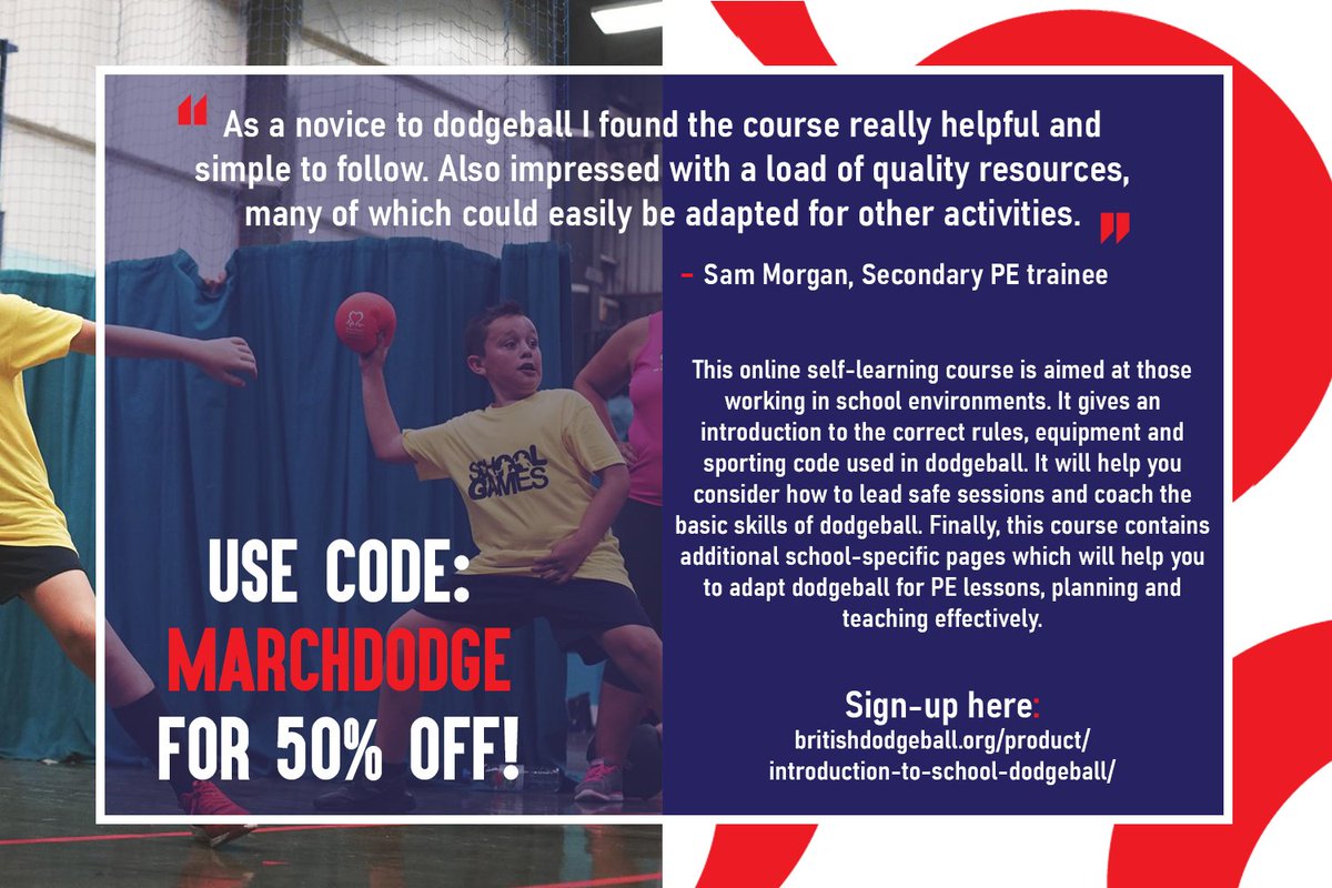 Only 9 days left to SAVE 50% on our Online School Dodgeball course! Be prepared for the Return of School Dodgeball!

Use code 'marchdodge' at the checkout: britishdodgeball.org/courses/introd…

#dodgeball #returntoschool #pe #sport #onlinecourse #introduction
