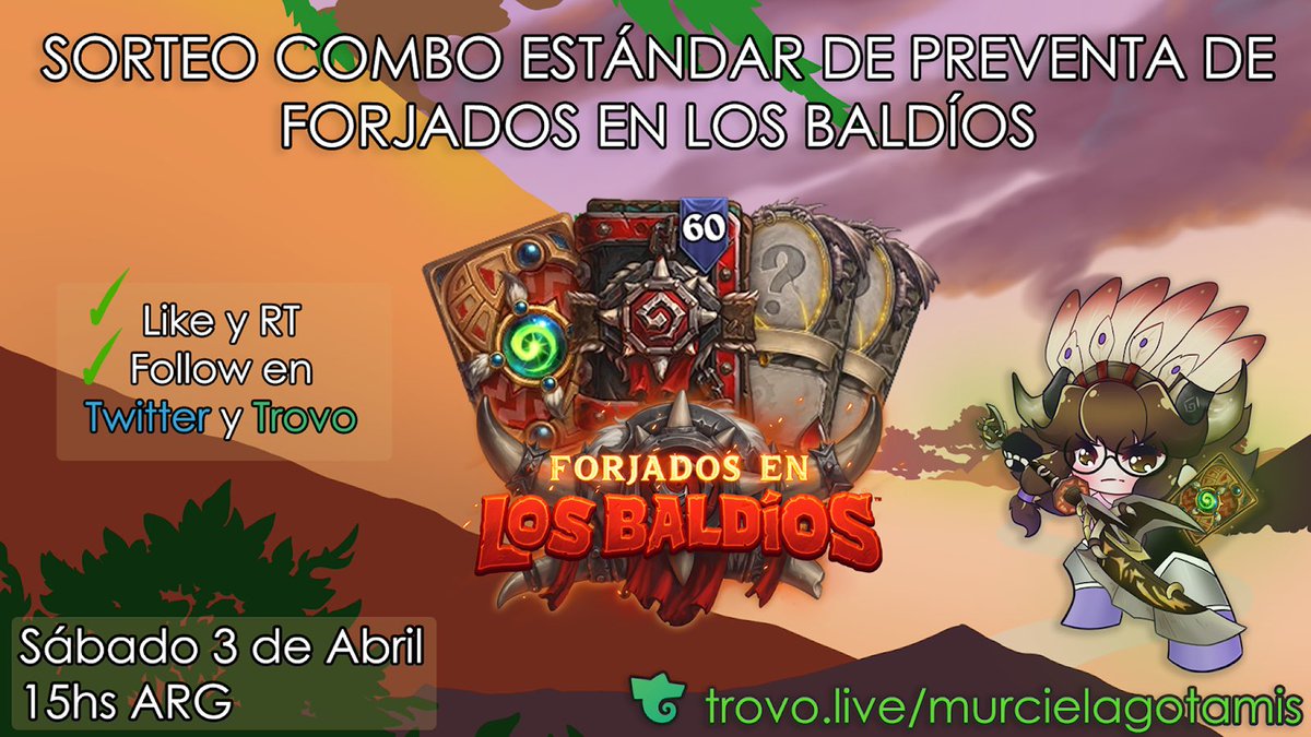 murcielagotamis's tweet photo. ✨Sorteo Precompra Estándar de #BaldiosHS Cortesía de 
@PlayHSLATAM ✨

Condiciones para participar: 
✔️ Like + RT a este tweet y seguirme en Twitter y en mi canal de Trovo (https://t.co/xKPrFLQXiJ) 
✔️ Estar presente en el stream que se llevará a cabo el 3 de Abril. https://t.co/QihaCscO6B