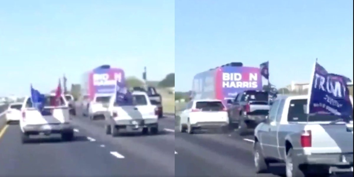 When Trump supporters surrounded <a href="/JoeBiden/">Joe Biden</a>’s bus on the highway to intimidate him. <a href="/marcorubio/">Marco Rubio</a> said that he loved what they did &amp; that we do that all of the time in Florida. Half of what he was saying was a lie. I’m a Florida &amp; I don’t engage in road rage &amp; intimidation tactics.