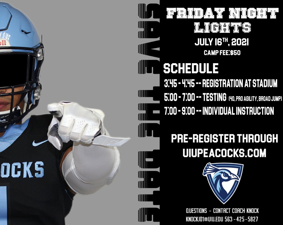 KnockJordan's tweet photo. ITS CAMP TIME!! Come get the opportunity to see what PEACOCK FOOTBALL is all about!! Sign up and claim your spot fast!! https://t.co/M5lWGxnvEb
