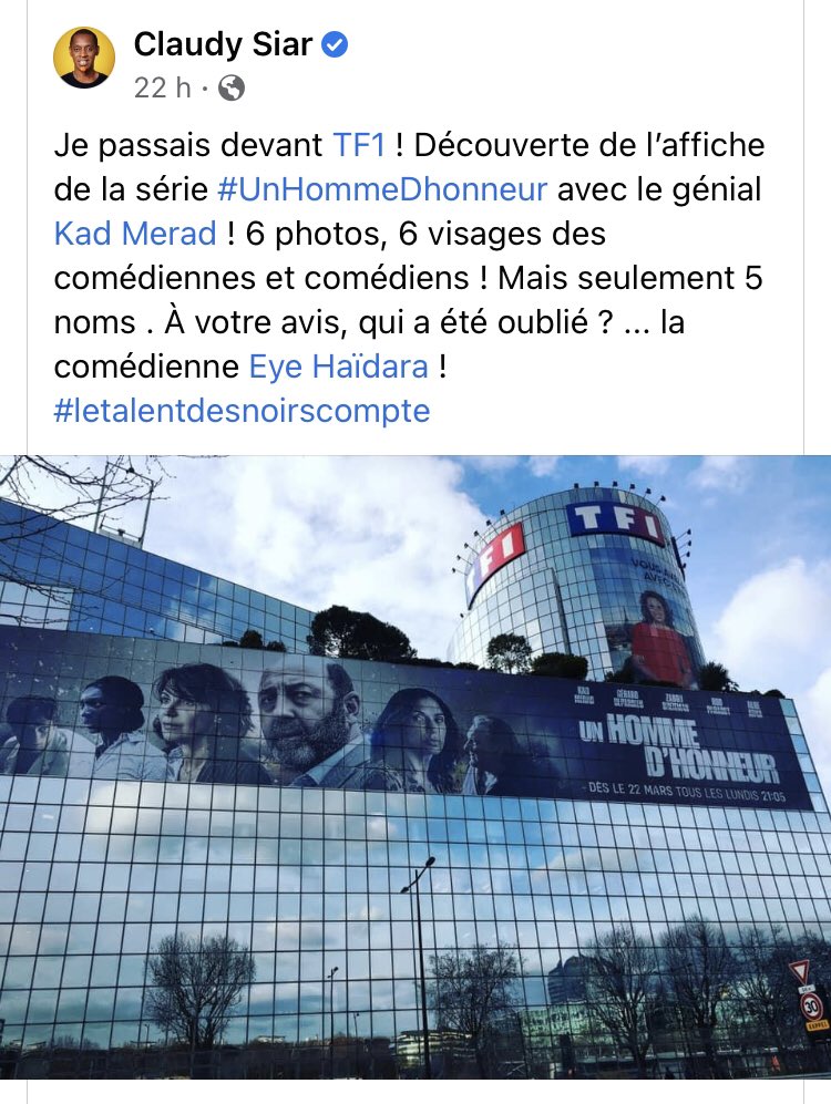 kanigwe's tweet photo. Elle s’appelle Eye Haïdara. Elle est comédienne. 
Étant donné que @TF1 n’avait pas de place sur son frontispice. https://t.co/2zvqsjSWBX