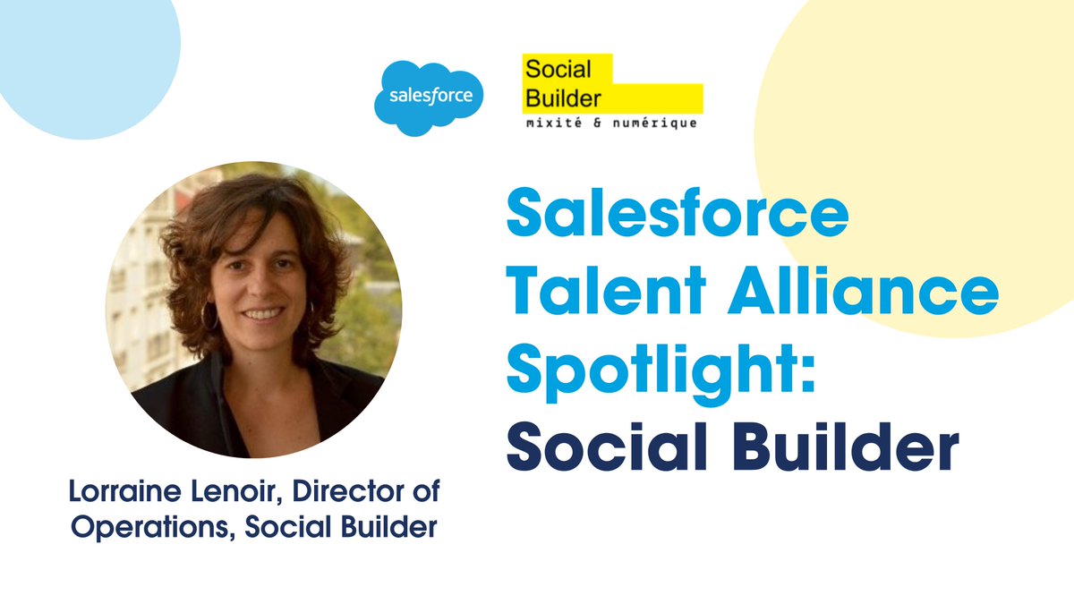 partnerforce's tweet photo. 📺Tune in on LinkedIn Live tomorrow! 
Hear from Lorraine Lenoir of @SocialBuilder, a nonprofit that ensures women from diverse socioeconomic backgrounds find quality jobs in the Salesforce ecosystem. 

RSVP » https://t.co/RRbw6uW5kh https://t.co/SlDKqjxYmj