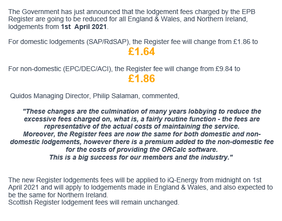 EPB Register lodgement fees are on the way DOWN ↓ 

Read more below... 

#EPBregister #Energynews