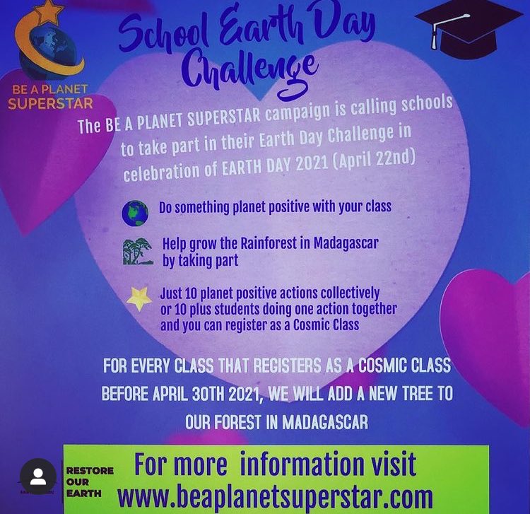 planetsuperstar's tweet photo. Check out the schools page on our website for our earth day challenge🌍 it’s super easy and for every class that takes part a new tree is added to our forest in Madagascar (@Ecologi_hq) most importantly it raises awareness and action with our next generation! #ClimateAction https://t.co/6kREwLXP43