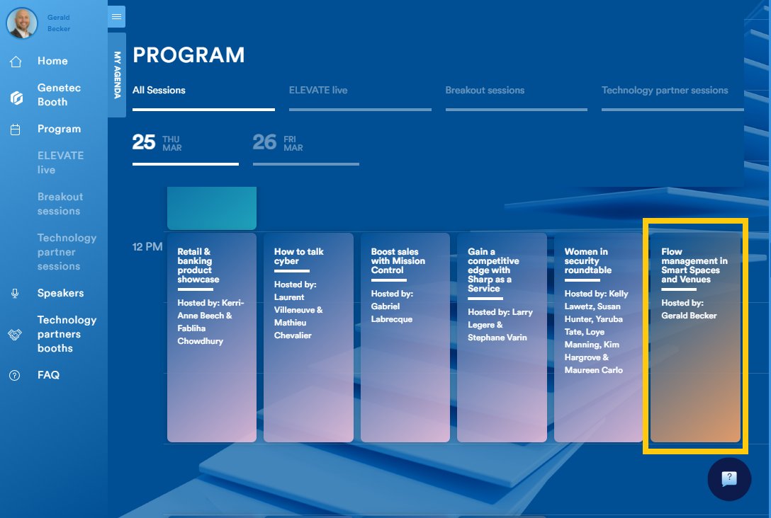 Looking forward to our Breakout session this week at <a href="/genetec/">Genetec Inc.</a> #elevate2021 Make sure to sign up for our Flow Management session. In this session, I will be discussing the use of <a href="/quanergy/">Quanergy Solutions</a> #LiDAR for tracking people and objects for both Security &amp; Business Intelligence!