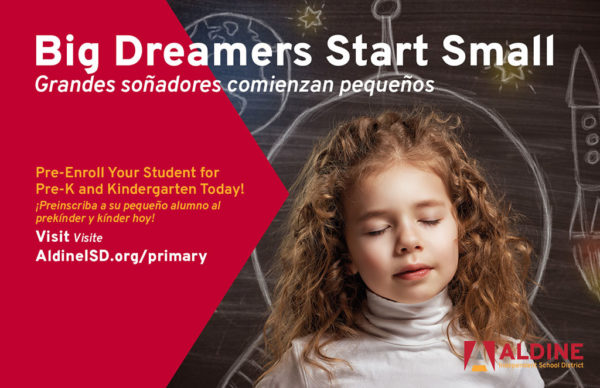 AldineISD's tweet photo. Primary pre-enrollment is now open for PreK3, PreK4, and new Kindergarten students! The deadline to pre-enroll students for PreK and Kindergarten is May 31, 2021. Visit https://t.co/riyvuWdIr8 eligibility information. #AldineAnywhere https://t.co/3Q876CkSCb