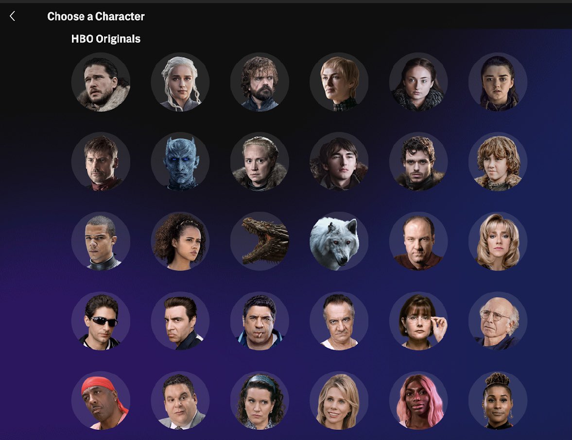 jasonkilar's tweet photo. Here is a fun one. This week @hbomax is letting everyone choose an avatar (or take/upload your own photo) for their HBO Max profiles. And, yes, the team is working to expand this selection aggressively. We will not stop. On iOS today, Android mobile soon (today-ish). https://t.co/dFhzv0S6F9