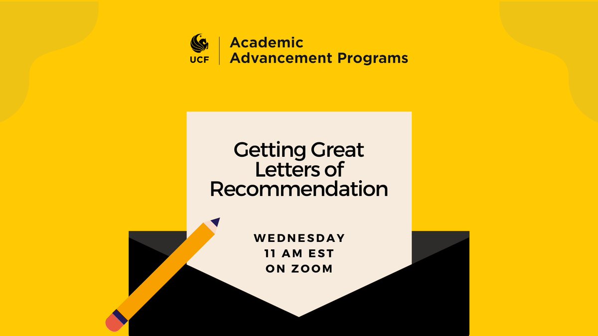 aapatucf's tweet photo. Do you have 3 people who would be willing to recommend you for graduate school? AAP can help you identify individuals who can provide STRONG letters of recommendation, and how to ask them. RSVP here: https://t.co/udkOtUMM4d #aap #ucf #ucfgradprep https://t.co/mmJiYPwc3V