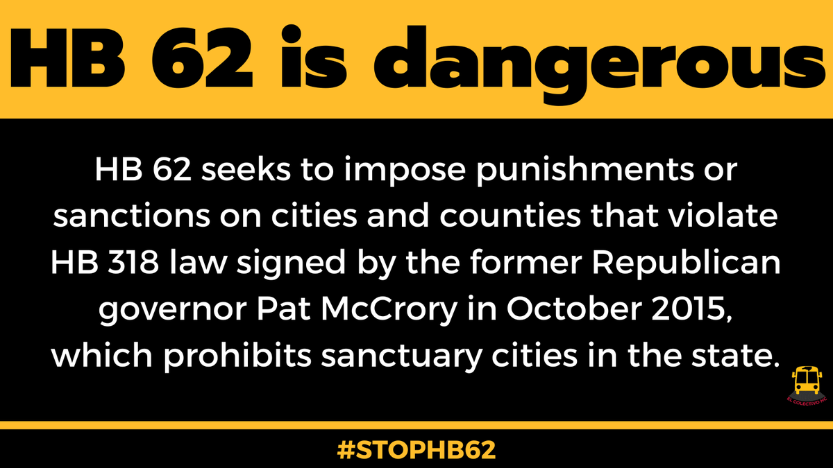 ncnaacp's tweet photo. HB 62 doesn't keep us safe. It allows anyone in the state to file a lawsuit against a county or municipality for allegedly violating North Carolina's anti-sanctuary law. #StopHB62 https://t.co/KHosdvZ0Dx