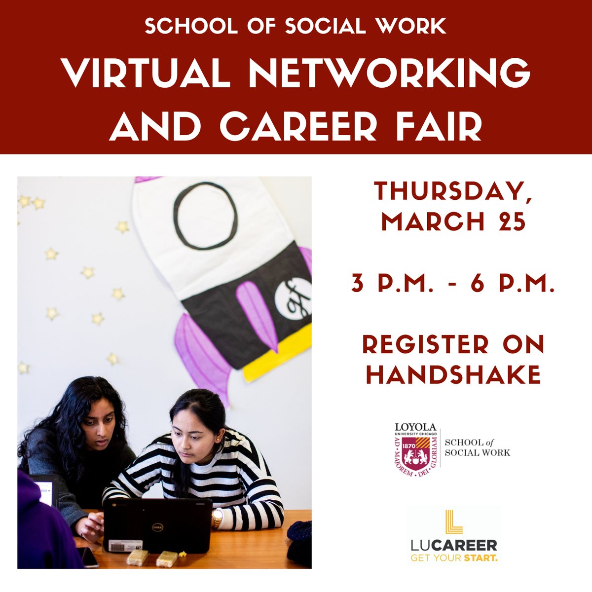 LUCCareer's tweet photo. Register and sign-up for sessions with some of the top non-profits in the region. Any LUC students or alumni interested in social services is welcome to attend. https://t.co/5ovkLl2GSr