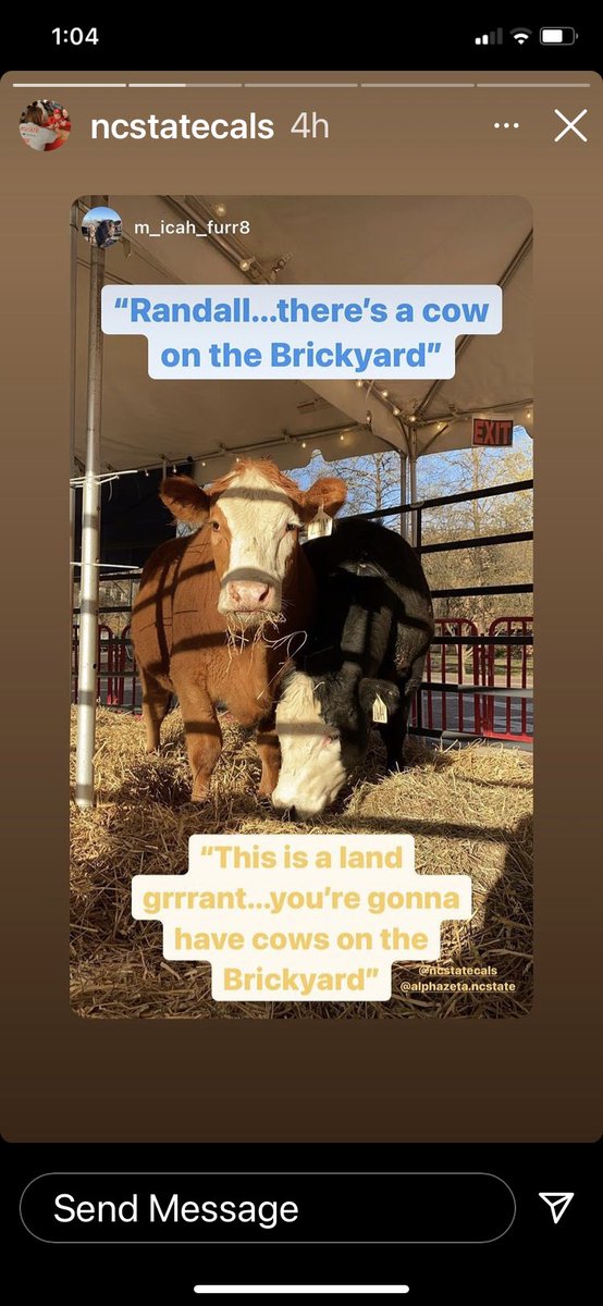 Just another day on the Brickyard in Ag Awareness Week with <a href="/aawncstate/">Alpha Zeta NCSU</a>. Support Alpha Zeta’s virtual silent auction to benefit Feed the Pack if you can’t stop by. #haythere <a href="/NCStateCALS/">NC State College of Agriculture and Life Sciences</a>