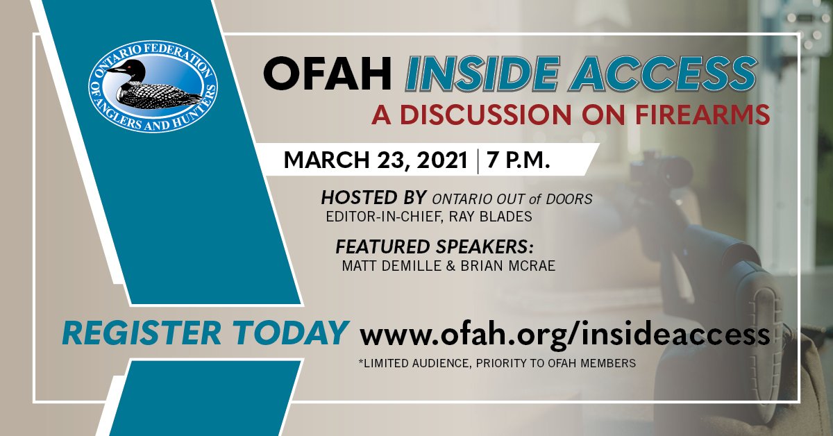 OODMag's tweet photo. #ICYMI the OFAH is hosting a live members-only virtual Q&amp;A session on firearms issues March 23 at 7 p.m. 

Read more at https://t.co/igS3lFlHAk 

@ofah #Hunting #Outdoors #Firearms #Ontario #HuntOntario #FirearmsBan #GunMandate #FirearmsAct #Liberals #OFAH #Hunt https://t.co/5heJwyMCZr