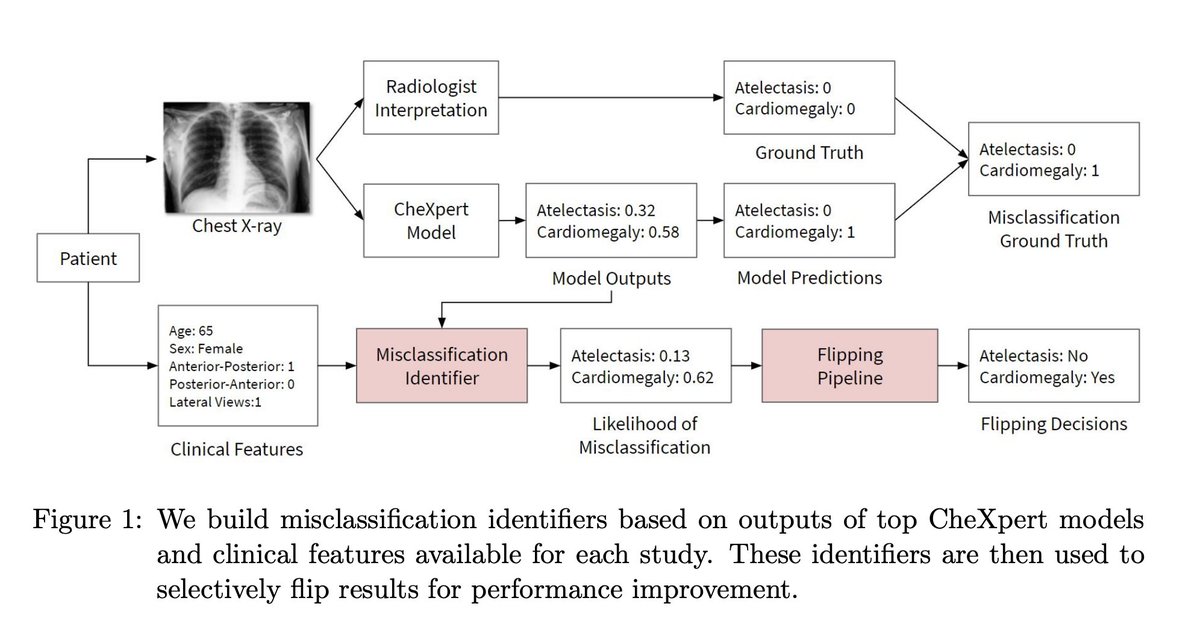 Key deployment consideration for AI + medicine 

Can we predict when AI models for medical image diagnosis will make incorrect predictions?

New paper (#CheXbreak): 
arxiv.org/abs/2103.09957

w/ <a href="/emma_ychen/">Emma Chen</a>, Andy Kim, <a href="/RayanKrishnan/">Rayan Krishnan</a>, <a href="/JinLong19844963/">Jin Long</a> <a href="/AndrewYNg/">Andrew Ng</a> <a href="/StanfordAILab/">Stanford AI Lab</a>

1/n