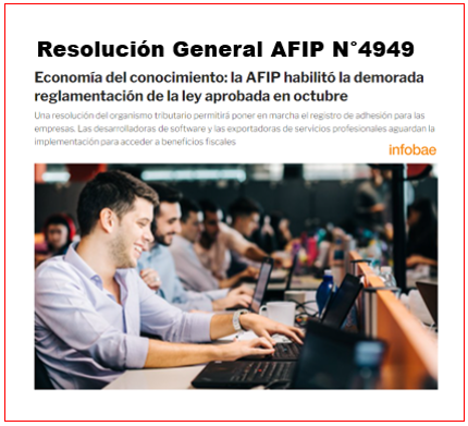 DelEconomia's tweet photo. Economia del conocimiento: al fin, la AFIP habilitó la demorada reglamentación de la ley 27570 aprobada en octubre! https://t.co/ZWWtf6vKgn