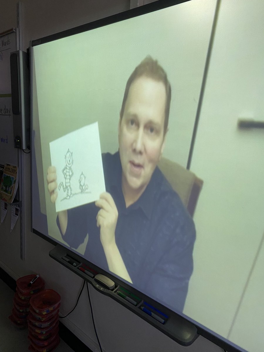 Ms_NThompson's tweet photo. Kicking of #humor week with the legend #DavPilkey! Thank you @Scholastic and @Flipgrid for bringing comics into our classroom today! 😆😻#flipgridforall #Dogman #CaptainUnderpants #bvillebees #whyp2 #inspire #create #readingisfun #kidscanwrite https://t.co/s1lbvPWNmb