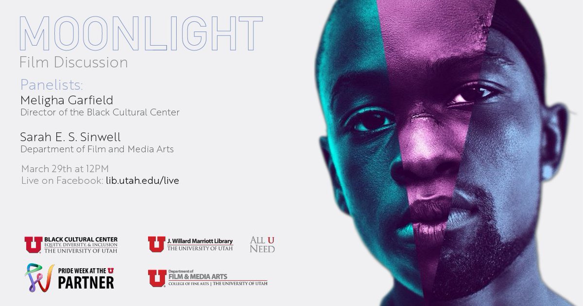 Join the Marriott Library for their special Pride Week Event-- a MOONLIGHT film discussion, featuring our own F&amp;MAD Professor Sarah Sinwell! trumba.com/calendars/uu-m…