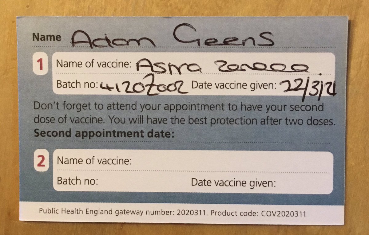AdamGeens's tweet photo. First #vaccine received today, excellent service from #NHS - fast, efficient and friendly, and a great set up @burslemcricketclub. Thanks to everyone involved! https://t.co/RSVQ0gtqYu