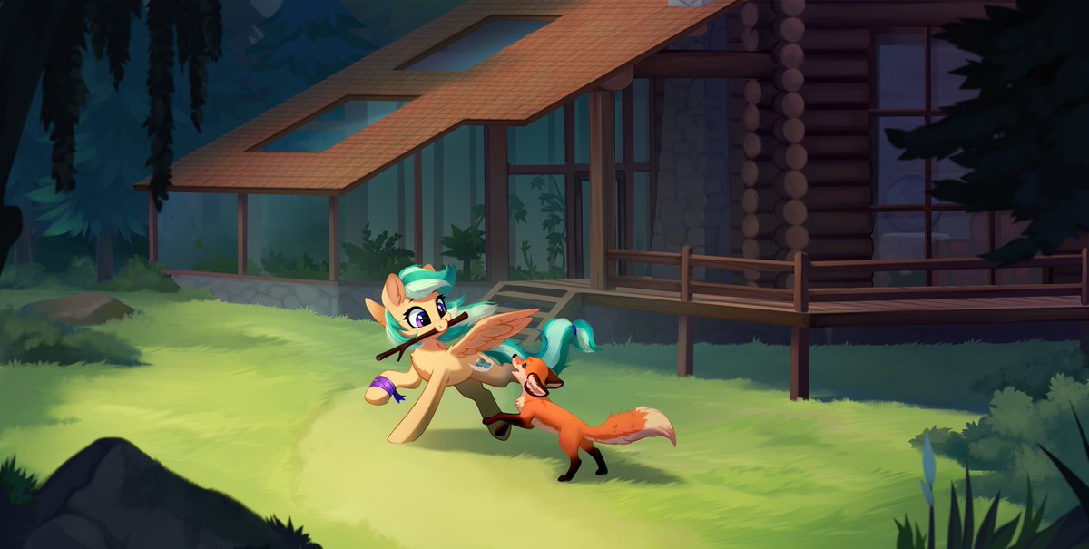 taneysha3's tweet photo. Playing with the fox 🦊
for @_Lucky_Ray_ 
#pony #mlp #oc #fox #cottage #pegasus https://t.co/syI5etba0W