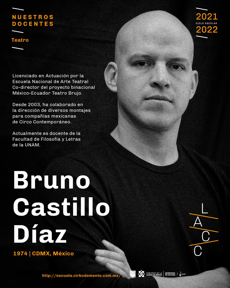 CirkoDeMenteAC's tweet photo. #ConoceA
Bruno Castillo, director de #Teatro y #CircoContemporáneo.
-
#ConvocatoriaAbierta
¿Ya enviaste tus documentos?
🔴 DESCARGA LAS BASES
https://t.co/G2ZKdQanJM
-
#cdmx #circo #circuslife #EscueladeCirco #circomx #CircoMéxico #México #circus #cirque #Teatro #ArtesEscénicas https://t.co/psWTk1eH2M