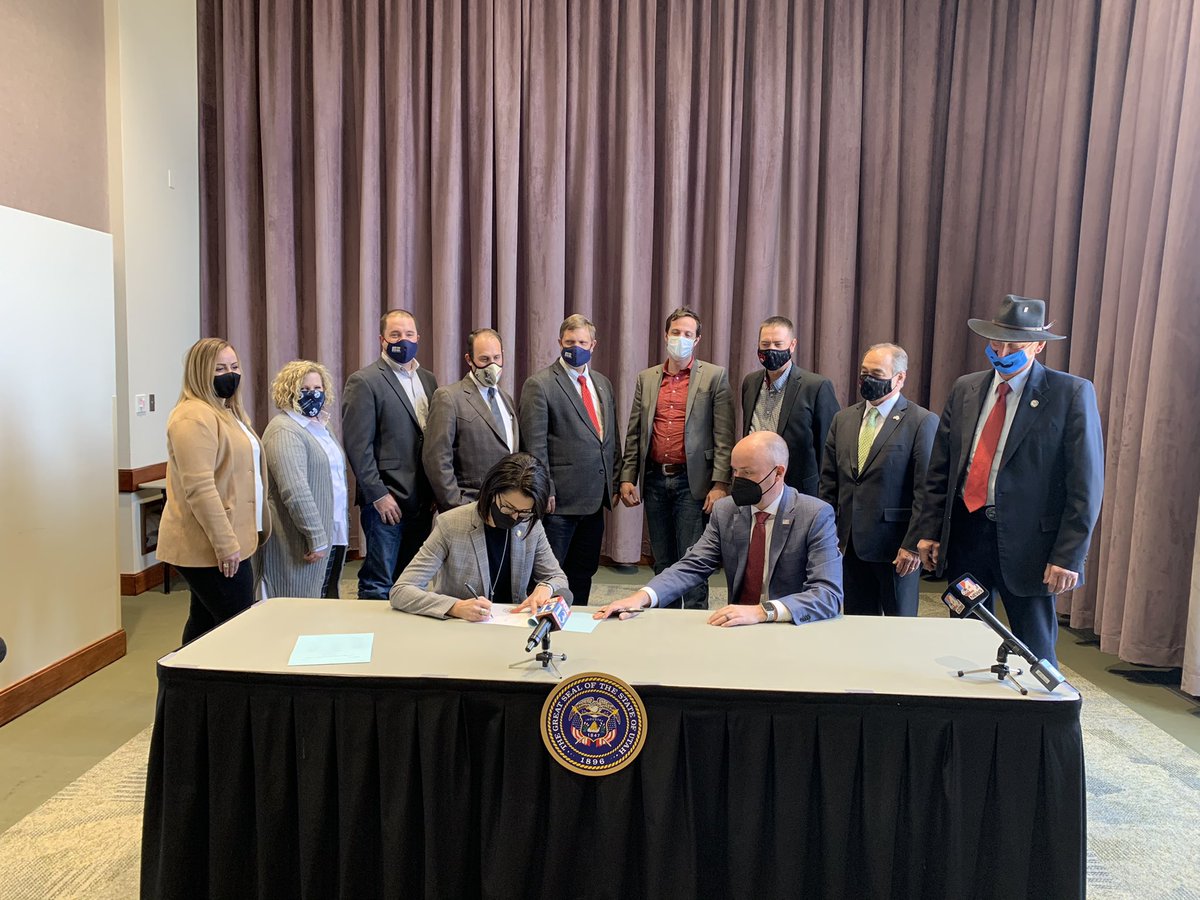 FeedingUtah's tweet photo. “Farmers Feeding Utah was probably one of the most impactful things to happen during the COVID Pandemic.” -@GovCox during the signing of the concurrent resolution recognizing the importance of Farmers Feeding Utah. 

We are grateful for all of the support we have received! https://t.co/dKa5cGNyN9