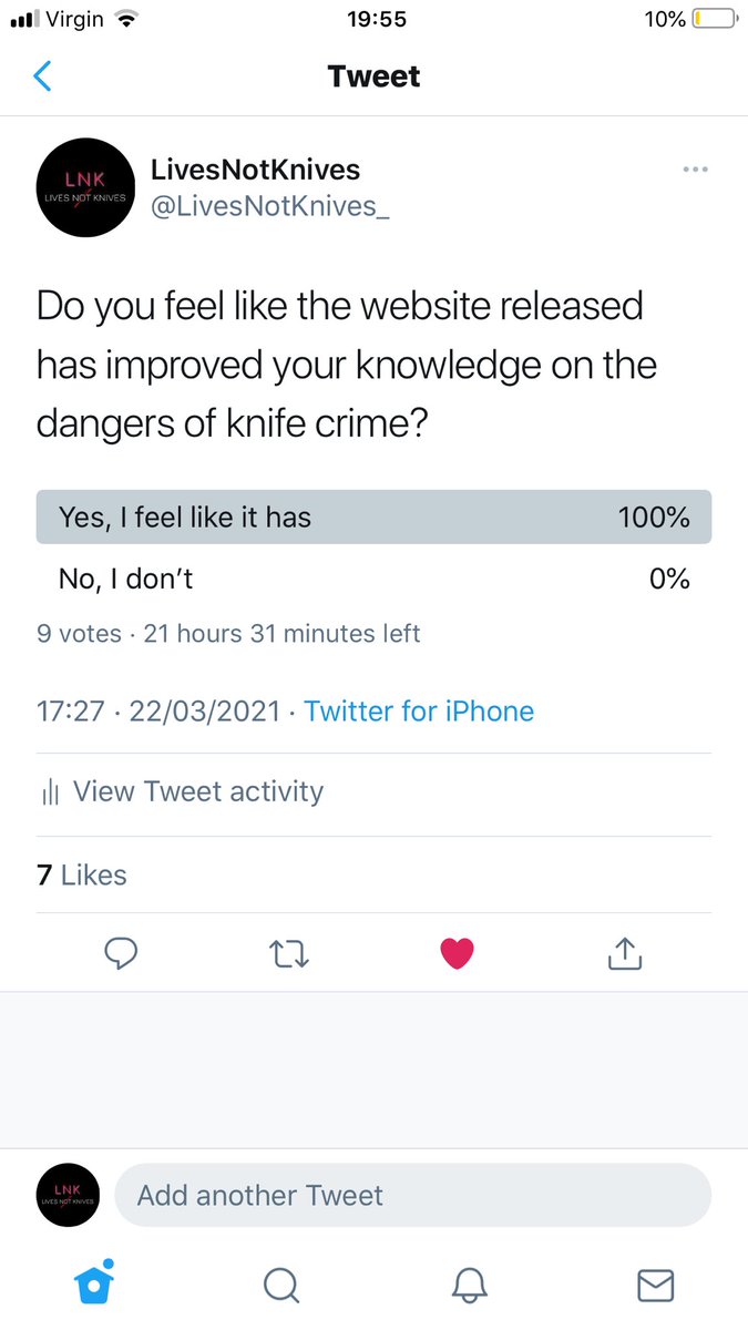 Great to see 100% of you thought the website helped improve your knowledge on the dangers of knife crime. If you still haven’t checked it out, the weblink is available in my bio :) #livesnotknives #makeachange #knifecrime