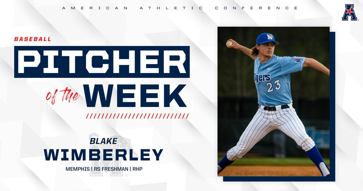 American Baseball (@american_bsb) on Twitter photo Blake Wimberley is this week's Pitcher of the Week after throwing a complete-game shutout in a <a href="/MemphisBaseball/">Memphis Baseball</a> 1-0 win over MTSU with a career-high 12 strikeouts! Blake Wimberley is this week's Pitcher of the Week after throwing a complete-game shutout in a <a href="/MemphisBaseball/">Memphis Baseball</a> 1-0 win over MTSU with a career-high 12 strikeouts!